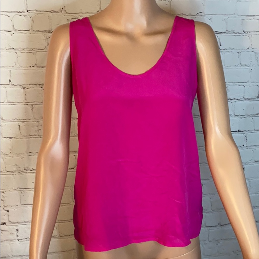 Anthropologie Olivaceous 100% silk hot pink top size small